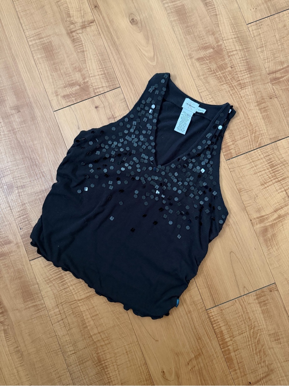 Calvin Klein Jeans Black Sequin V-Neck Tank